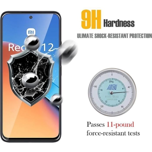 Hærdet glas til Xiaomi Redmi 12 5G-4G - Nem installation Anti-ridsefast pakke med 2 (ikke til Redmi Note 12) Transparent