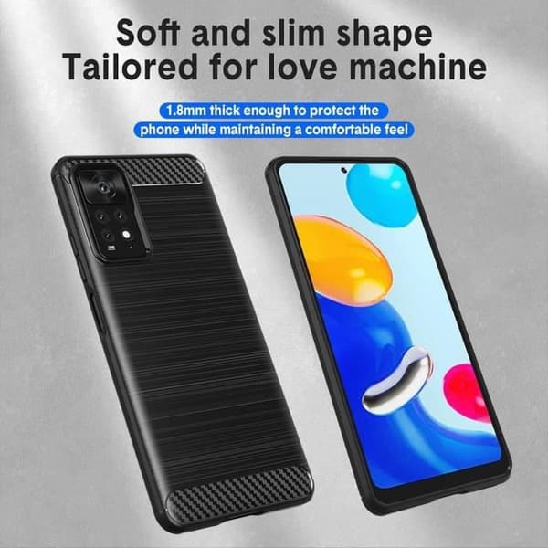 Coque - Xiaomi - Redmi Note 11/11S - Kolfiber - 2 Härdat Glas - Hållbar Svart