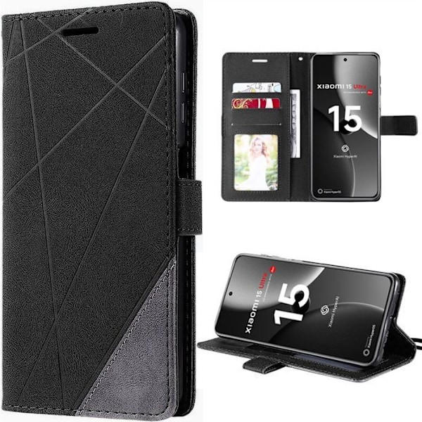 Cover til Xiaomi 15 Ultra - Anti-Ridse Skind effekt Stødabsorberende 360° Beskyttelse - Sort Svart