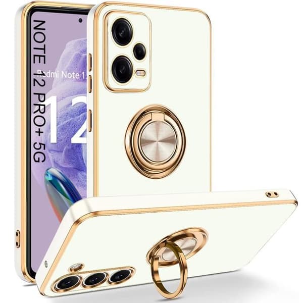 Coque - E.F.CONNECTION - För Xiaomi Redmi Note 12 Pro Plus 5G - Silikon - Finger ring - Skydd Vit