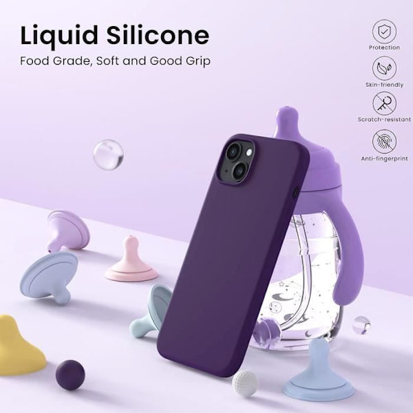 Fodral till iPhone 15 Plus Skyddande silikon Mörklila Tunn Lättvikt Effektiv Stötsäker
