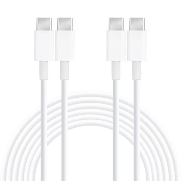 USB-C till USB-C-kabel för iPhone 16 Pro Max, 16 Plus, 16e, iPhone 15 Pro, 15 Plus, 15 - Snabbladdning Vit 1M - Förpackning med 2 Vit