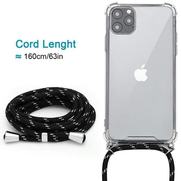 Telefonskal - E.F.Connection - Mi 11i - Blød - Stødabsorberende - Med Sort Snor Transparent-svart