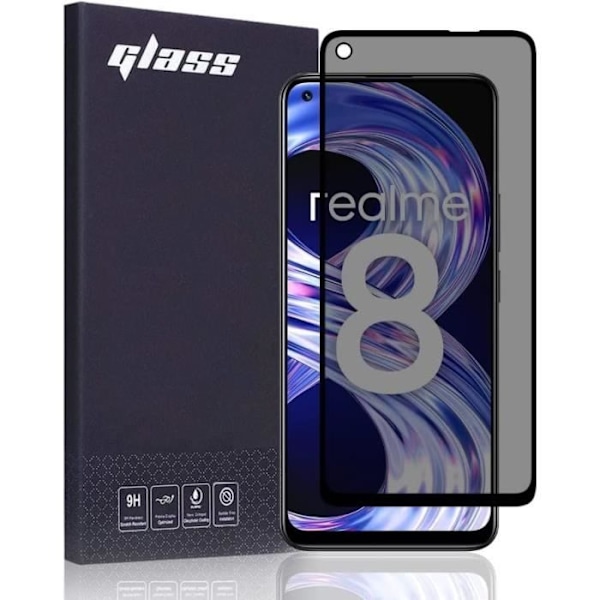 [2 styk] Anti-spion hærdet glas til realme 8 - E.F. CONNECTION - hærdet glas - sort Svart