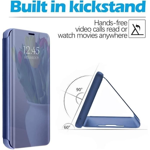Beskyttelsescover til iPhone 12 Pro Max - E.F.CONNECTION - Spejleffekt foran - Stiv - Blå Blå
