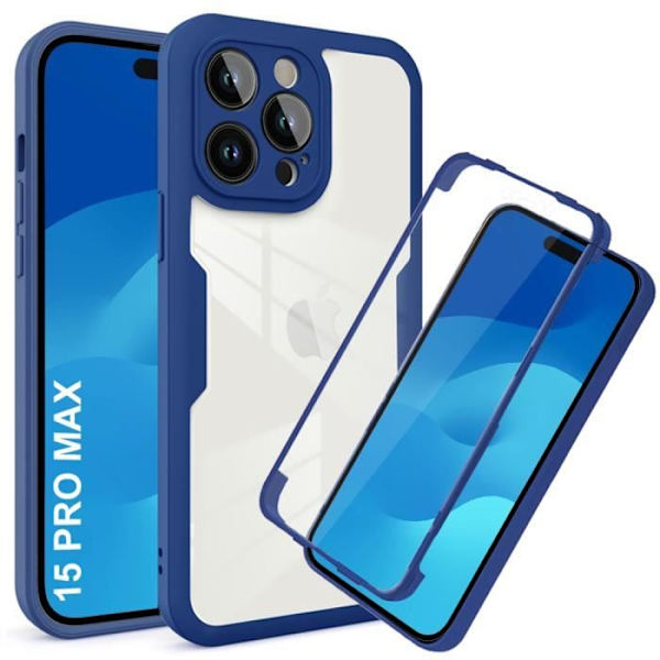 Coque - E.F.CONNECTION - för iPhone 15 Pro Max - Stötsäker - Transparent - Mörkblå marinblå