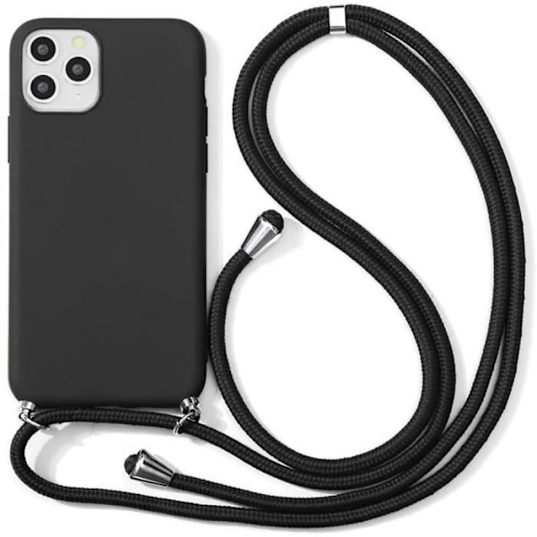 Cover med halskæde - iPhone 11 Pro - Sort - Fleksibel - Ridsefast - Silikone Svart