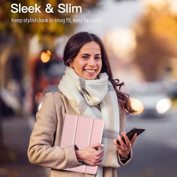 Tablettfodral - E.F.Connection - för iPad Pro 12,9" - Förstärkt Silikon - Härdat Glas - Rosa Ros