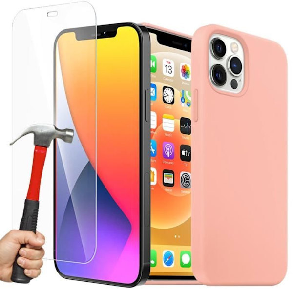 Coque Silikonvätska - E.F.CONNECTION - för iPhone 12 Pro - Stötsäker - Repfria - Rosa Rosa
