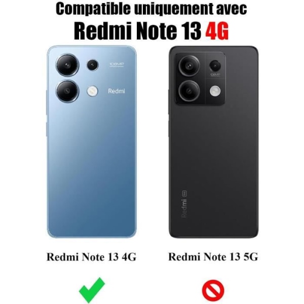 Fodral för Xiaomi Redmi Note 13 4G (ej för 5G) Fullständigt skydd Fram och bak dubbelsidig svart