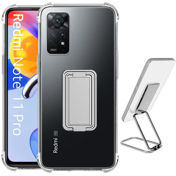 Fodral till Xiaomi Redmi Note 11 Pro Stötsäkert Anti-Scratch med vikbart stativ Metall Silver