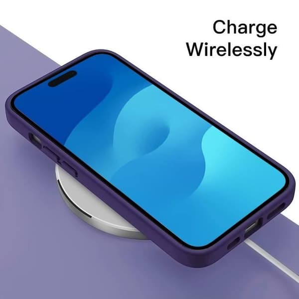 Coque - E.F.CONNECTION - för iPhone 15 Pro Max - Flexibel - TPU - Inkluderar 2 Härdade Glas Mörklila