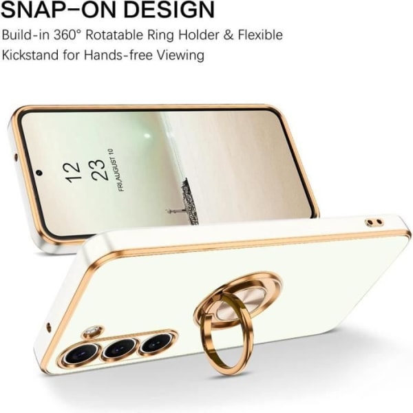Fodral till Xiaomi Redmi Note 13 Pro+ 5G - Note 13 Pro Plus 5G, Stötsäker silikon med 360° roterande ring, vit hvid