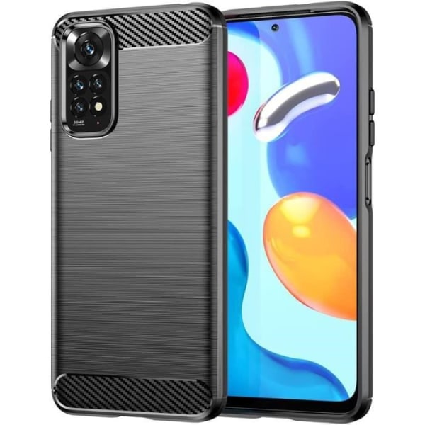 Stødsikker Carbon Fiber Soft Protective Case til Redmi Note 11 - E.F.CONNECTION - Sort Svart