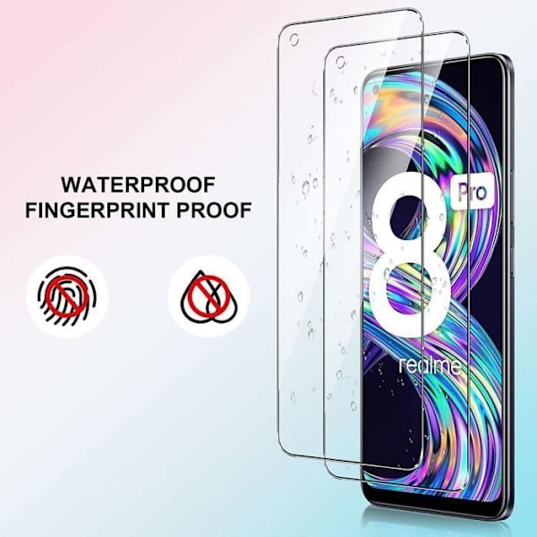 [2 stycken] - E.F.CONNECTION - Härdat Glas - Skärmskydd för realme 8 - Ultra tunn - Repistent Transparent