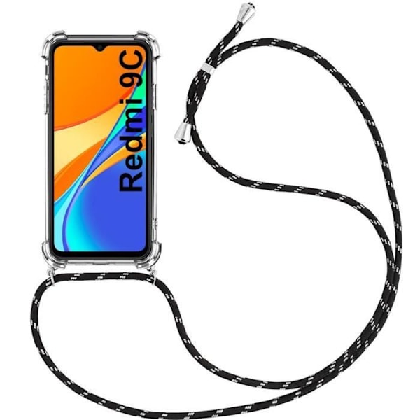 Skyddsfodral för Redmi 9C - E.F.CONNECTION - Mjuk stötsäker gel - Svart Transparent-svart