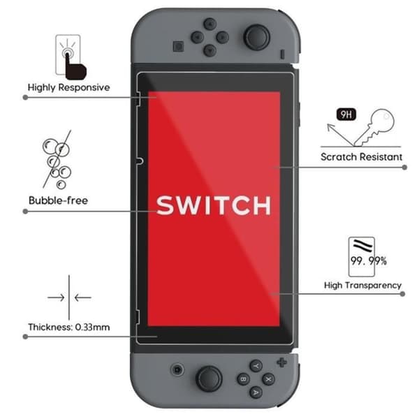 Härdat glas - Tobest - Nintendo Switch - 2-pack - Ultra hållbart - Hårdhet 9H Transparent
