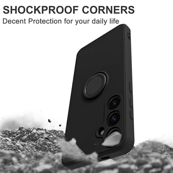 Fodral till Xiaomi Redmi Note 13 5G (ej för 4G) - Svart - Stötsäker flytande silikon med 360° roterande stativ