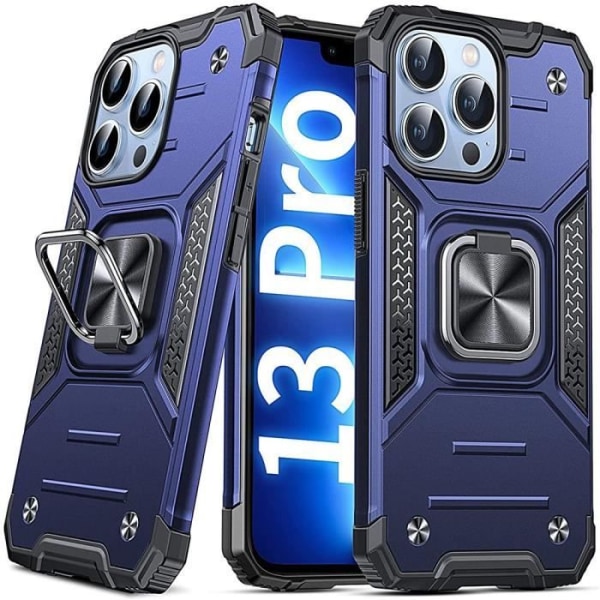 Etui til iPhone 13 Pro (6.1) PC Shockproof Midnight Blue med stativ marinblå