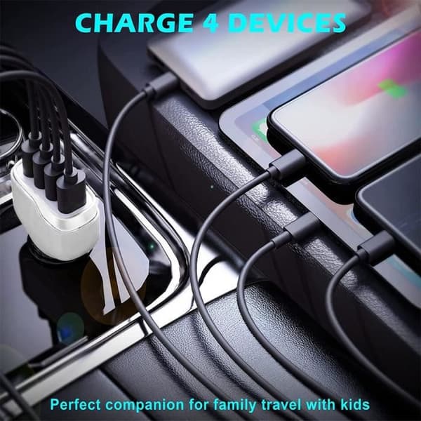 USB-batteriladdare - E.F.CONNECTION - 4 USB-portar - Snabbladdning 3.0 - 24W - Vit Vit