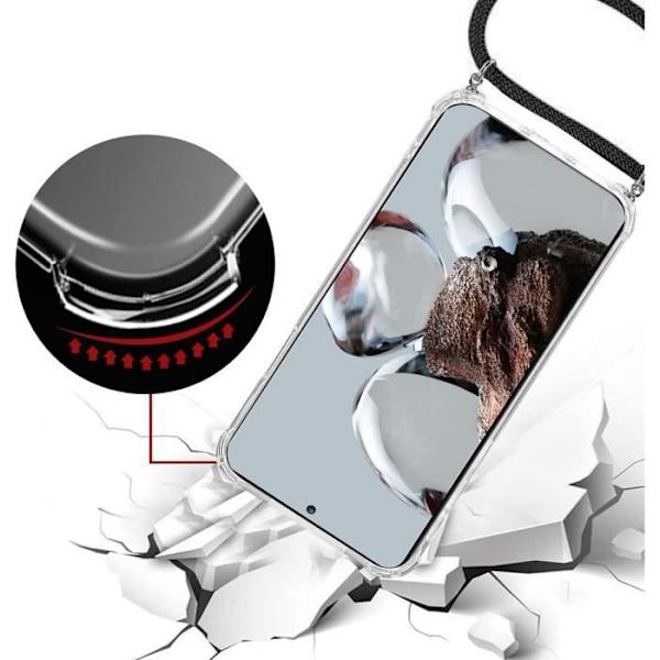 Lanyardfodral för Xiaomi 12T - 12T Pro - Stötsäkert Transparent Skydd + Nattgrönt snöre