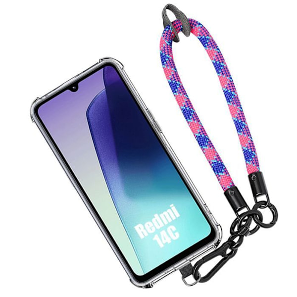Coque til Xiaomi Redmi 14C - Transparent med Tricolor Armbånd - E.F.Connection Transparent
