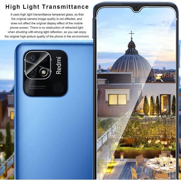 Set med 2 kameraskydd i härdat glas för Xiaomi Redmi 10C Transparent