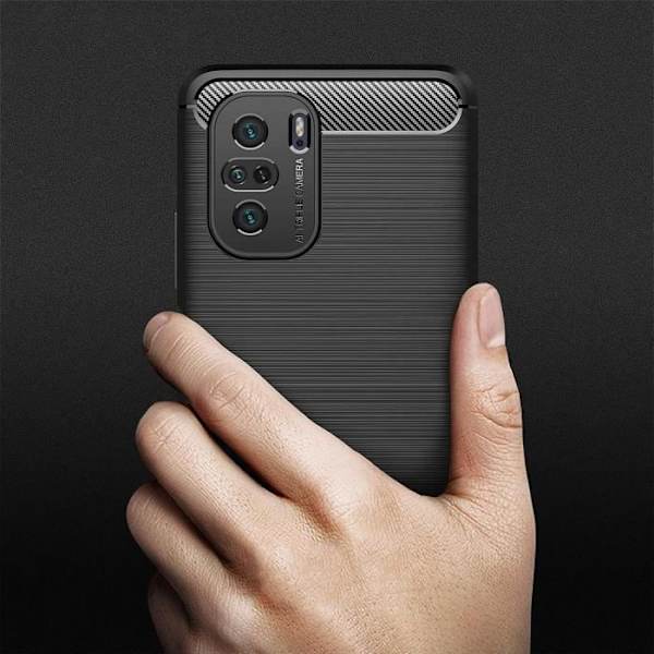 Etui og 2 hærdede briller til Xiaomi Mi 11i, Black Carbon Fiber Protection