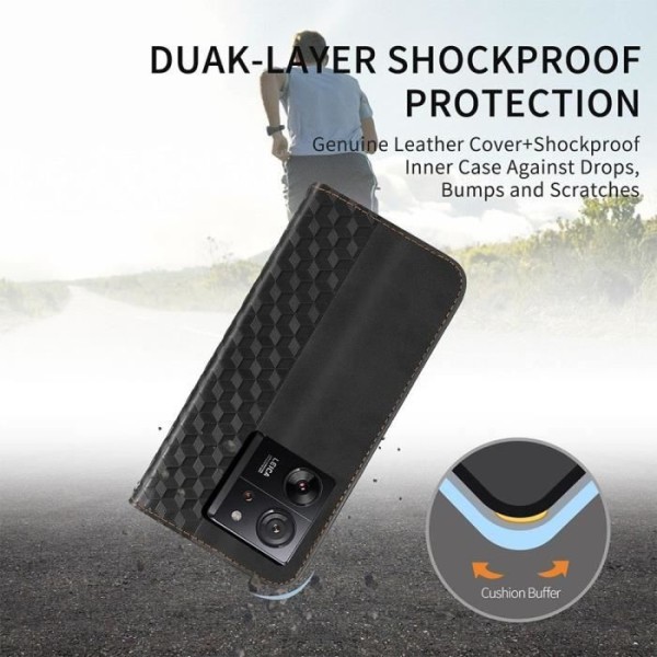 Coque - Xiaomi - 13T/13T Pro - PU Læder Sort - Video Støtte - Elegant Svart
