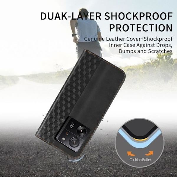 Coque - Xiaomi - 13T/13T Pro - Svart PU-läder - Videostöd - Elegant Svart