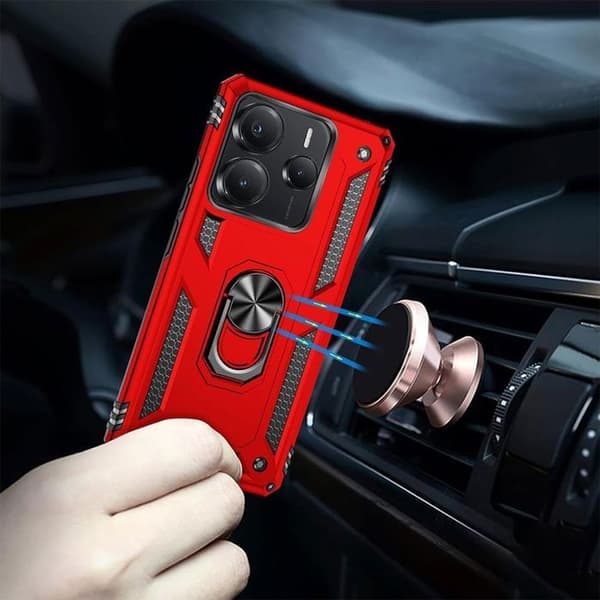 Skyddsskrapa - E.F.CONNECTION - För Xiaomi Redmi Note 14 5G - Röd - Stötsäker - 360° bakring Röd
