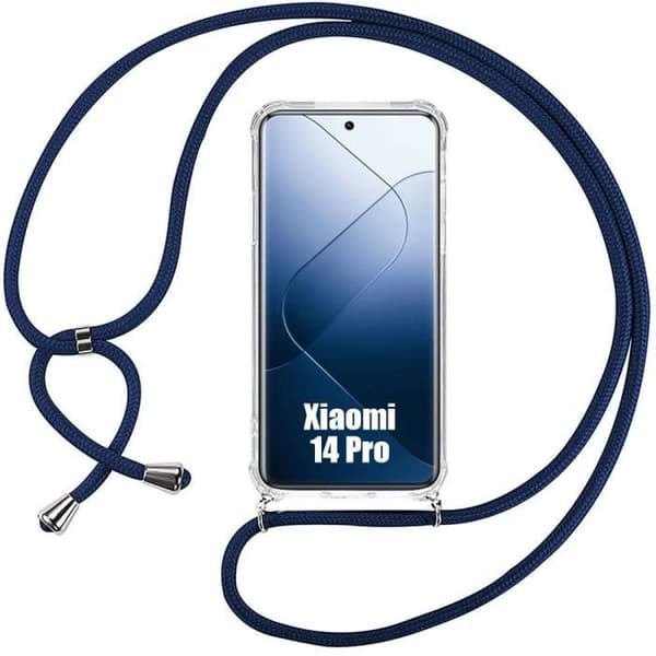 Coque Cordon - E.F.CONNECTION - Xiaomi 14 Pro - Antichock - Transparent - Mörkblå marinblå