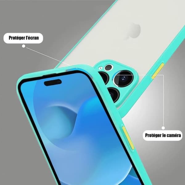Skyddsskal - Silikon - för iPhone 14 Pro - Turkos - Stöttålig - 2 Härdade Glas Ingår Turkos