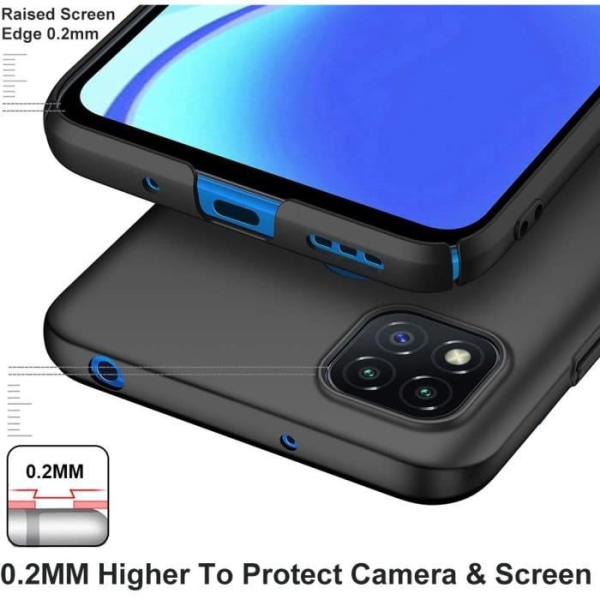 Xiaomi Redmi 9C etui + hærdet glas skærmbeskytter, sort meget tyndt beskyttelsescover Hard Cover Cover Cover til Xiaomi