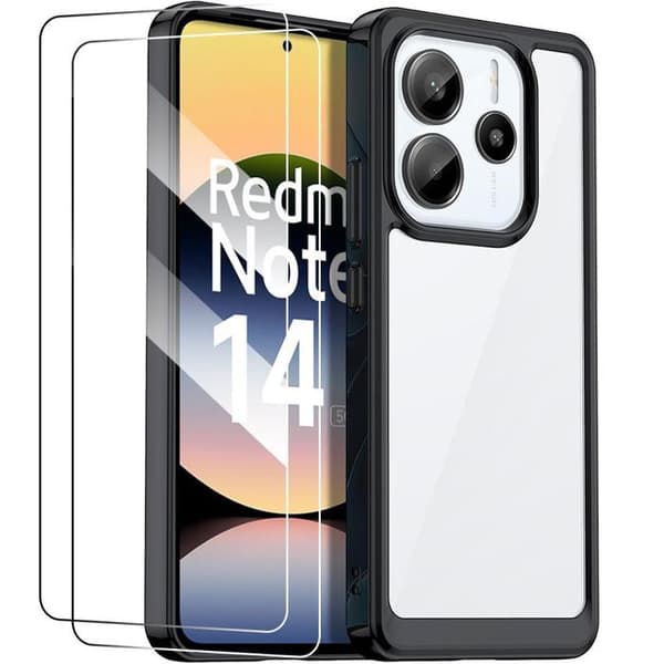 Skyddsskal - E.F.Connection - för Xiaomi Redmi Note 14 5G - Silikon - Hårdbaksida - Stöttålig Transparent