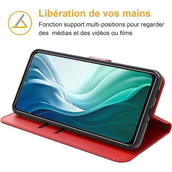 Etui til Xiaomi 11I 5G (6,67") rødt lædereffekt Anti-Shock Anti-ridse 360 graders beskyttelse Röd