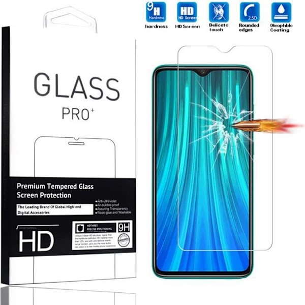 Skyddsglas - Xiaomi - Redmi Note 8 Pro - Härdat Glas - Stötsäkert - Lätt Installation