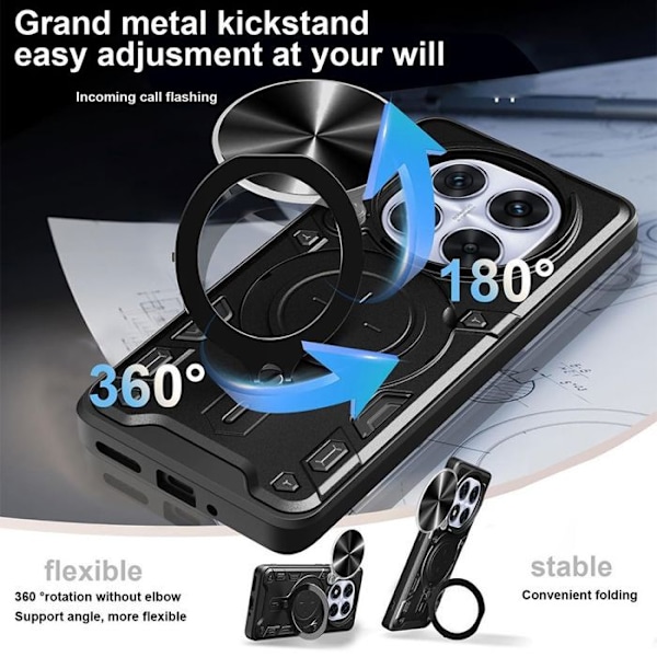 "Skyddsfodral för Xiaomi Redmi Note 14 Pro Plus 5G, med kameraskydd - Svart + 2 härdade glas - E.F.Connection®" Svart