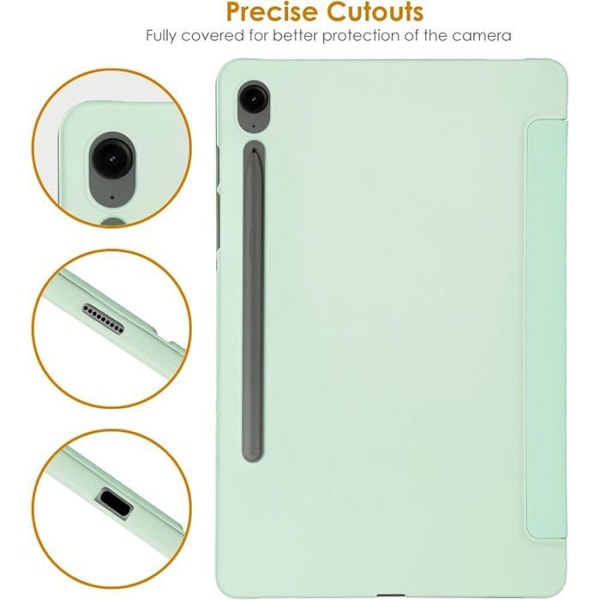 Coque + Härdat glas - E.F.CONNECTION - för Samsung Galaxy Tab S9 - Grön - Stöttålig - Fällbart stöd Grön