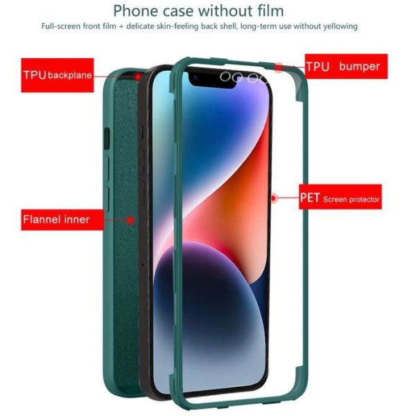 360 Fodral för iPhone 14 Plus Midnattsgrön, Hybrid Full Skydd Anti-Scratch