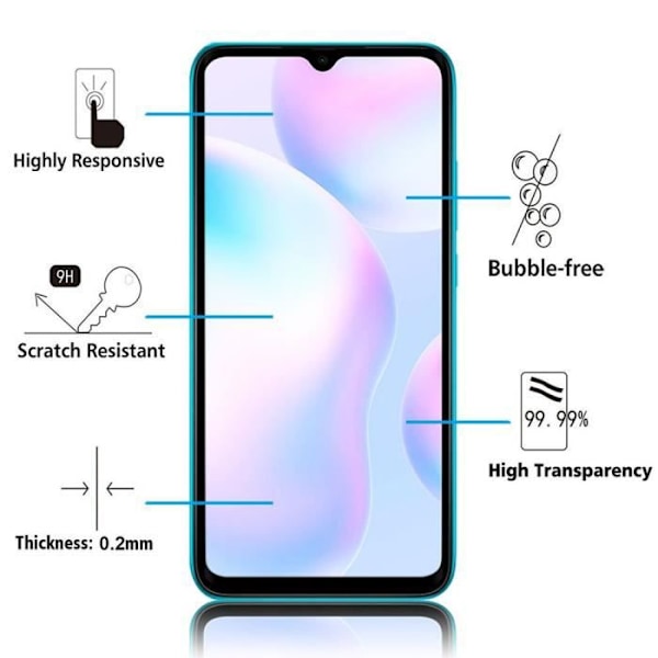 Til Xiaomi Redmi 9A 6,53": Parti - Pakke med 2 fuldfarveskærme af hærdet glas skærmbeskyttelsesfilm - SORT