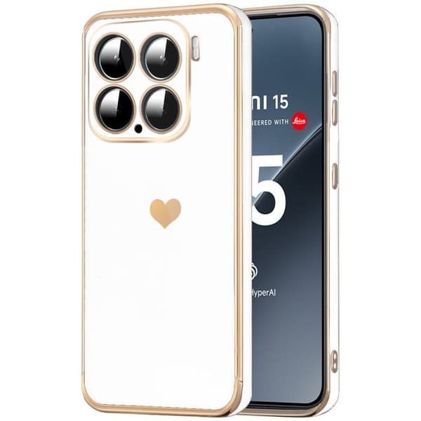 Skyddsskal - E.F.CONNECTION - för Xiaomi 15 - Mjuk - Stötsäker - Repfria - Mönster Hjärtan Vit