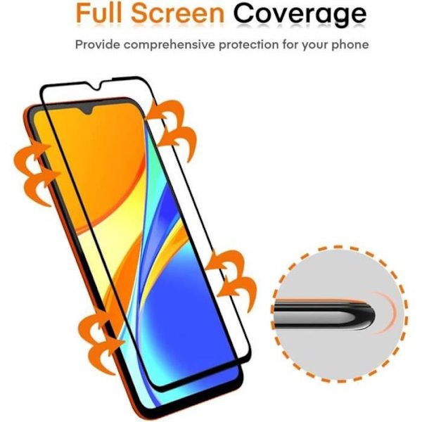 Helhärdat glas för Xiaomi Redmi 12C - Redmi 11A - Set med 3 - Reptålig Transparent med svart kant