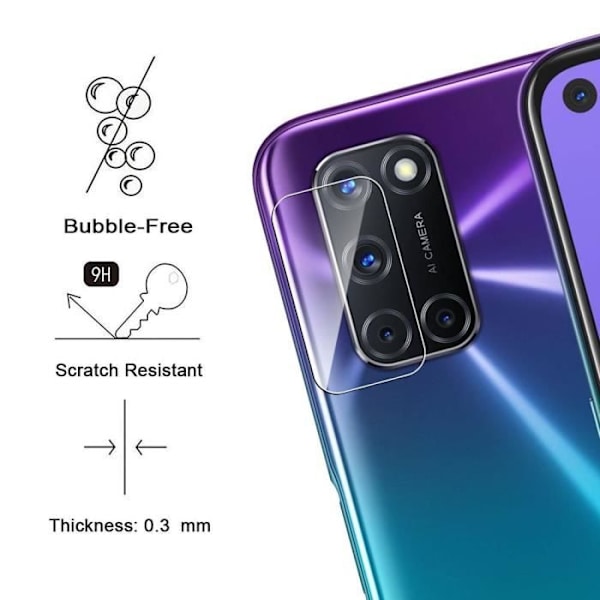 Hærdet glas kamerabeskyttelse til OPPO A92 - E.F. CONNECTION - Sæt med 2 Transparent