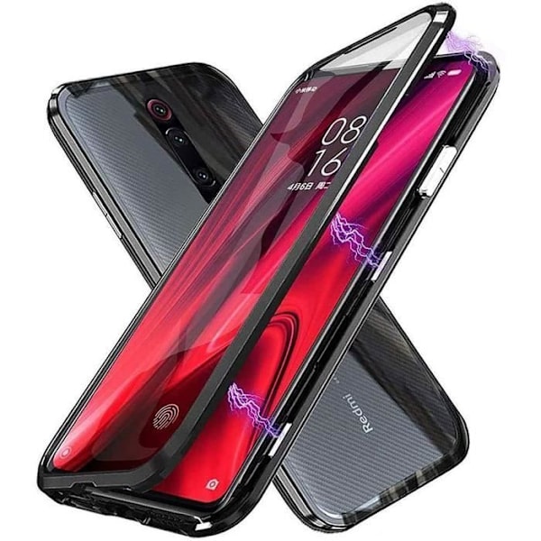 Beskyttelsesetui til Redmi 9 - E.F.CONNECTION - Magnetisk hærdet glas - Sort Svart