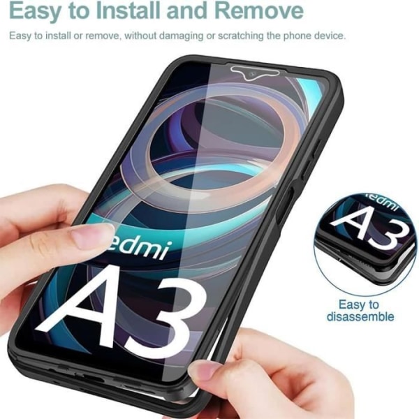 Taske til Xiaomi Redmi A3 Fuld beskyttelse For- og bagside Dobbeltsidet Sort Svart