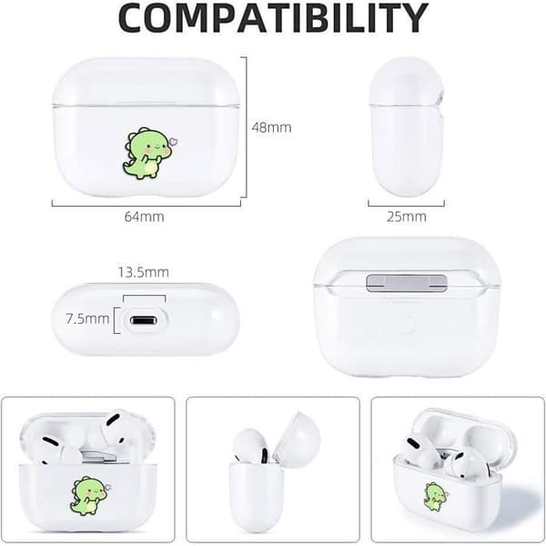 Coque AirPods Pro - Stötsäker Skydd - Transparent - Dinosauriemönster - 1:a Generationen 2019 Transparent