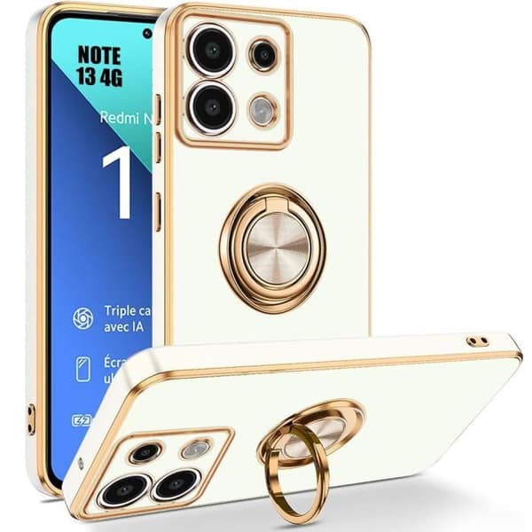 Skyddande fodral för Xiaomi Redmi Note 13 4G - Stötsäker - Silikon - Rotationsstöd Vit