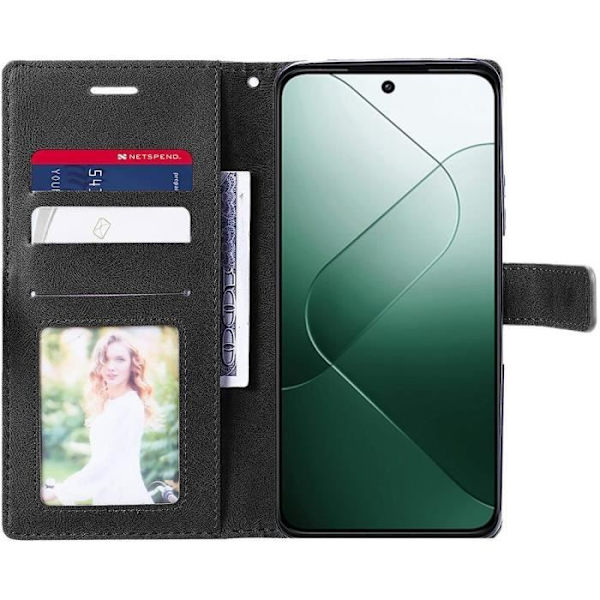 Beskyttelsesetui - Xiaomi - 14 - Stødabsorberende - PU-læder - Kortlomme - Justerbar kickstand marinblå