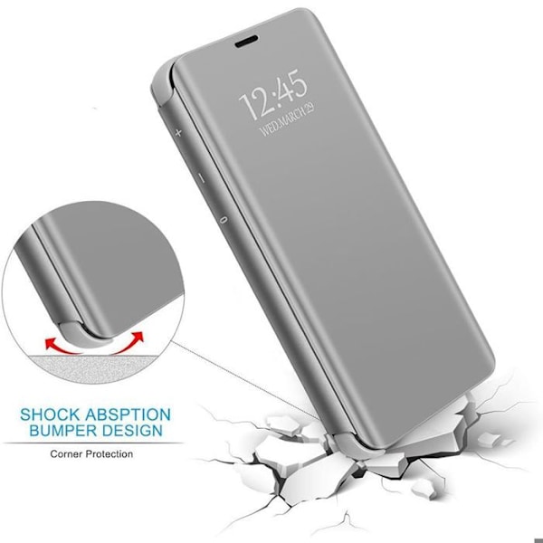Coque + 2 Tempererade Glas för Xiaomi Redmi Note 14 5G (inte för 4G) Stöttekskydd Spegeleffekt - Silver Silver